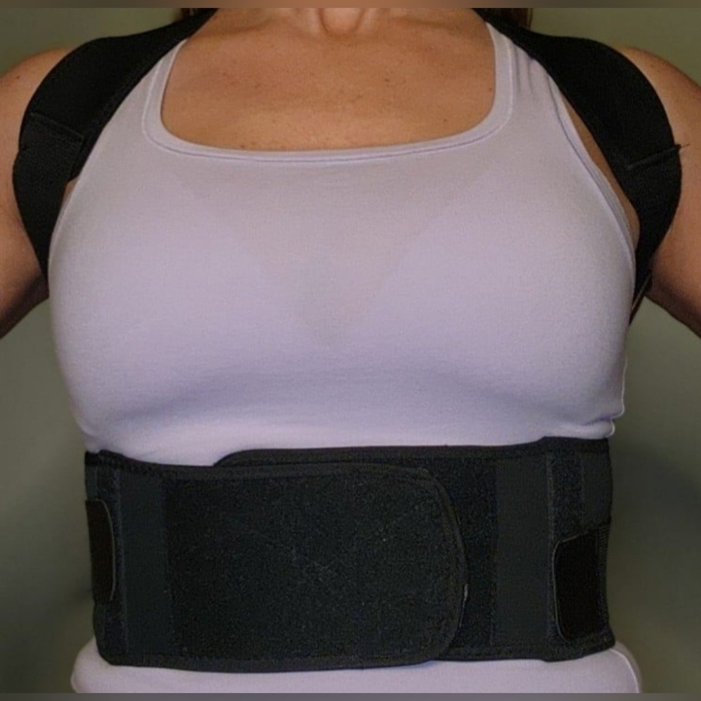 Black Adjustable Posture Corrector Back Brace Siz… - image 3